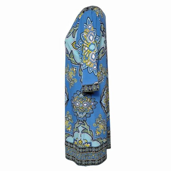 APT 9 Blue Knit Shift Dress Size L Loose Fitting Mid 3/4 Length Sleeves Travel - Picture 7 of 11